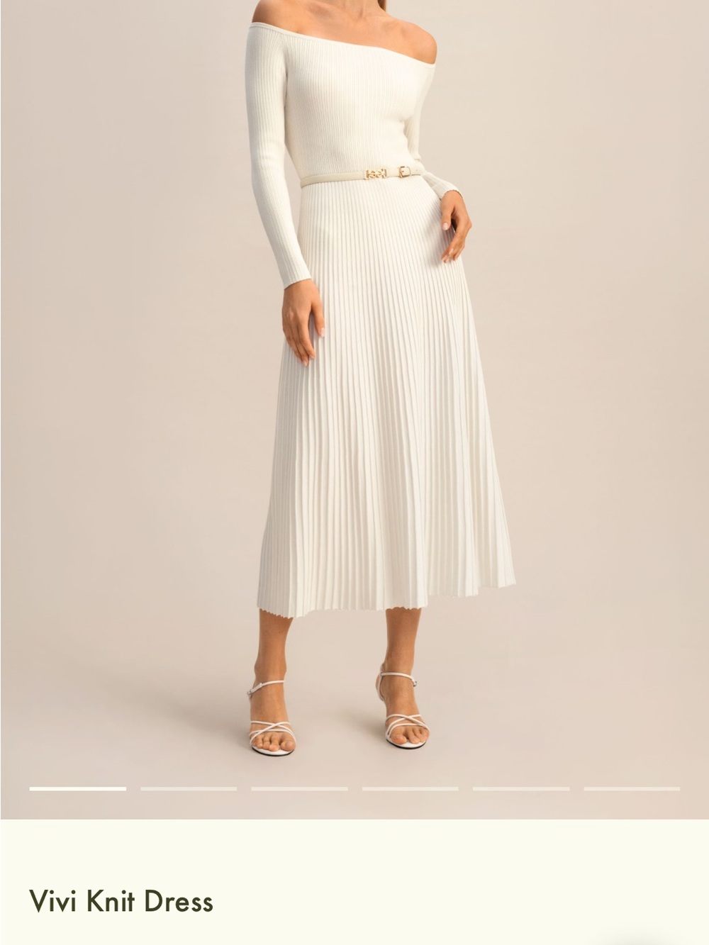 Off-Shoulder Pleated Midi Skirt - White